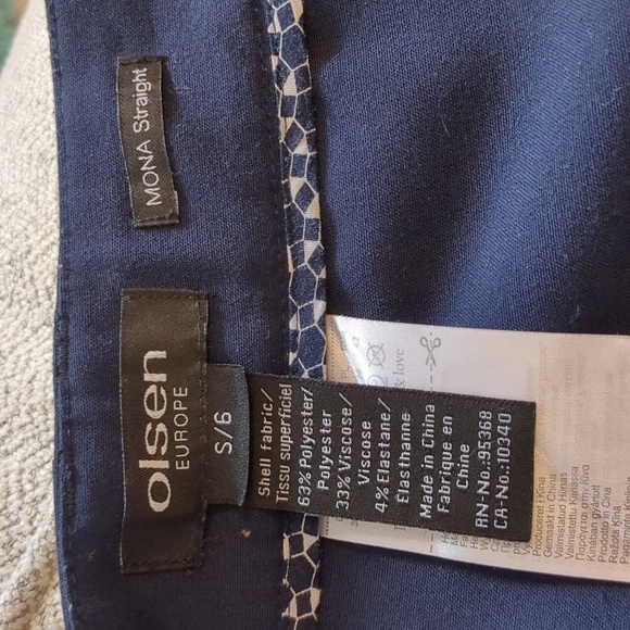 OLSEN EUROPE Mona Straight Navy Blue Women dress pants - S/6 - Picture 2 of 9